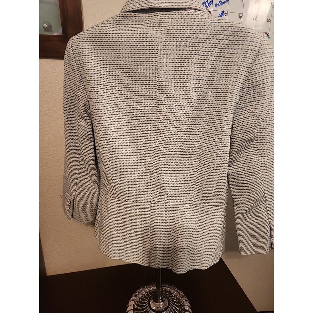 Old Navy Women's Baby Blue Striped Jacket Size M Medium Blazer Spring - Picture 5 of 6